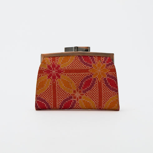 大島紬花模様 がま口